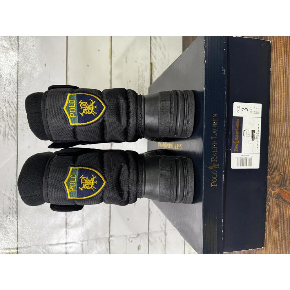 Polo Ralph Lauren Black Vancouver Crest EZ Snow Boots 3Y IOB - Picture 6 of 6